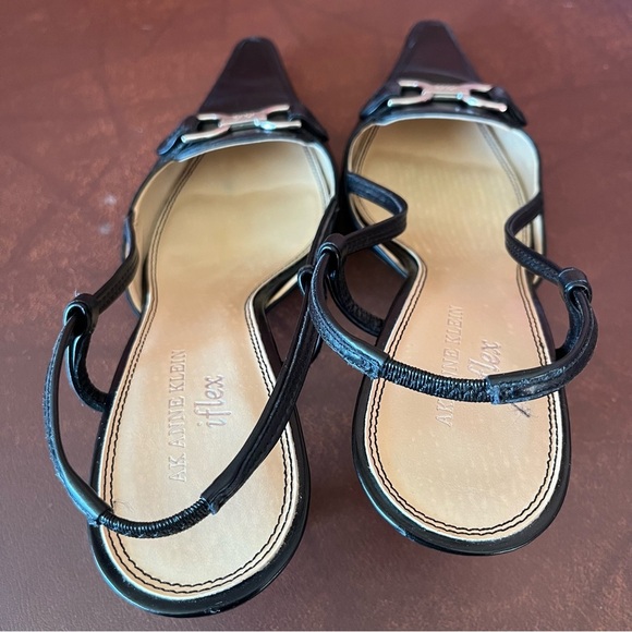 Anne Klein iflex Margy Black Leather Slingblack Pointed Toe Pumps - Picture 10 of 16
